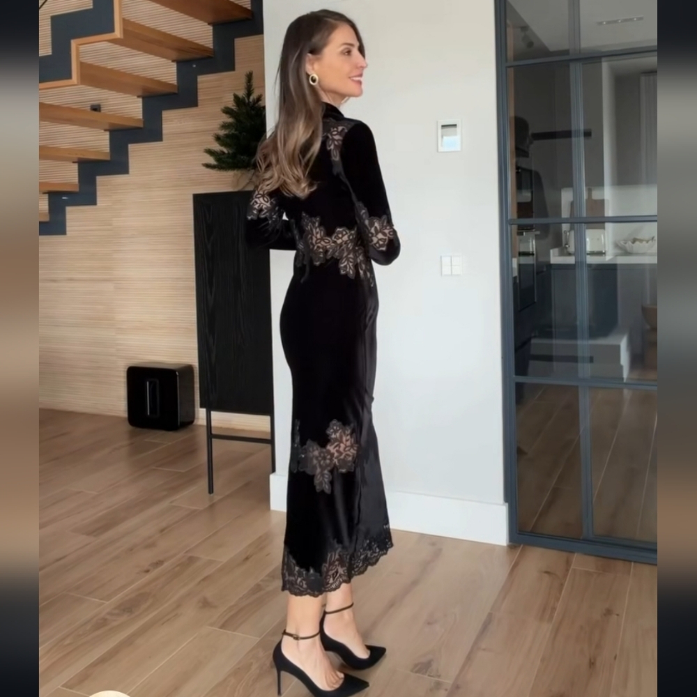 Zara Velvet Lace Dress - Picture 4 of 15